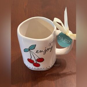 Rae Dunn White Mug with Red Cherry - Painted by Hand